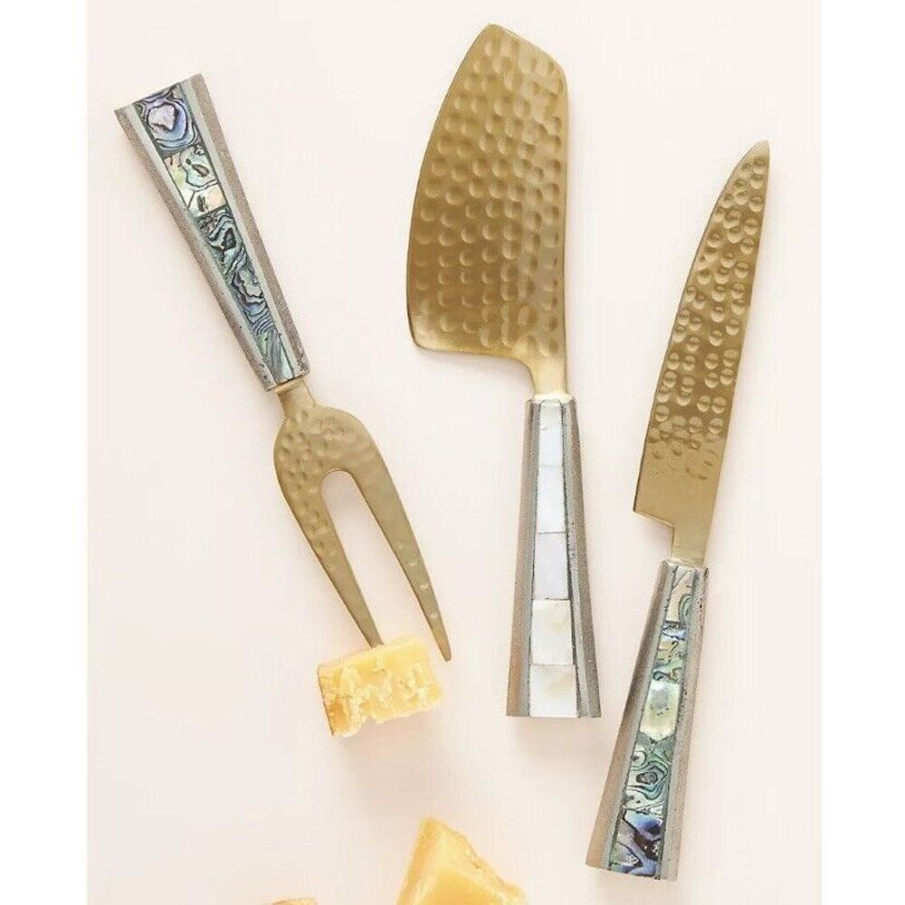 Anthropologie Arctic Twilight Cheese Knives, Set of 3 - Picture 2 of 8